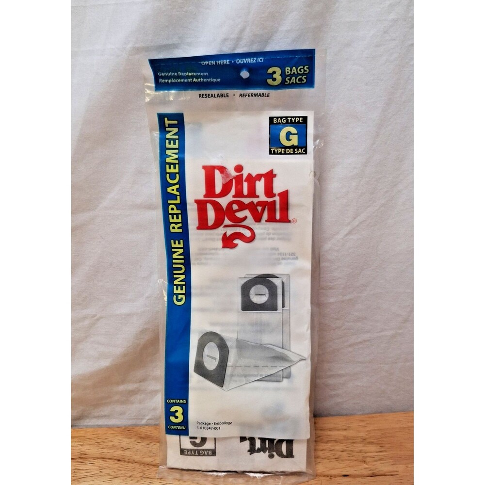 New Package of 3 Genuine Dirt Devil G Vacuum Bags 3-010347-001